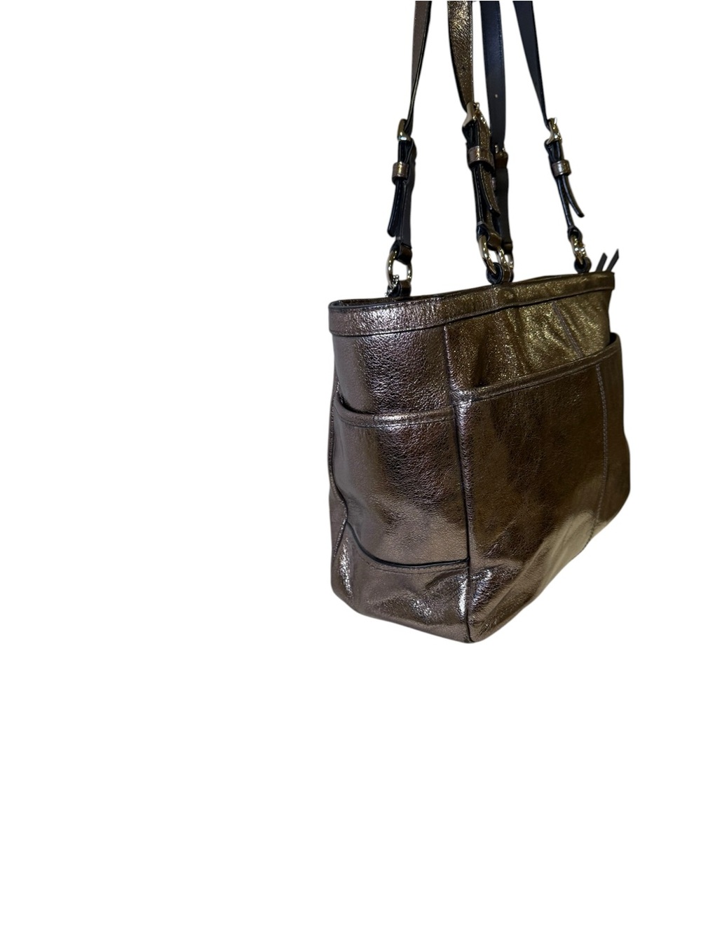 Coach Gallery East West Tote in Rare Metallic Pewter/Bronze Leather - Picture 4 of 12